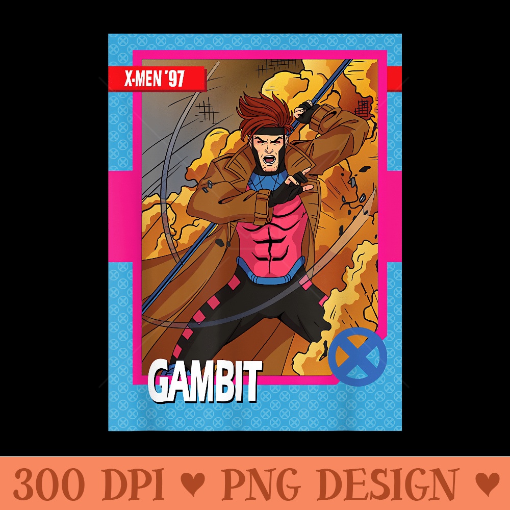 Marvel Studios XMen u201997 Gambit Retro Trading Card - PNG Design Files - Lifetime Access To Purchased Files