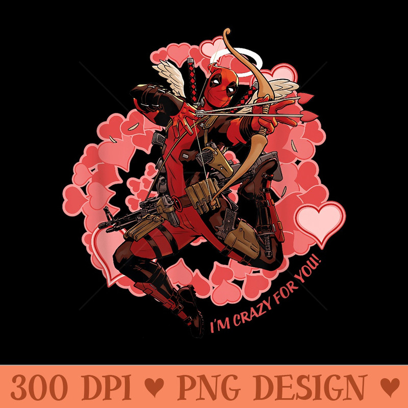 Marvel Deadpool Im Crazy For You Valentines Day - PNG Graphics - Unlock Vibrant Sublimation Designs