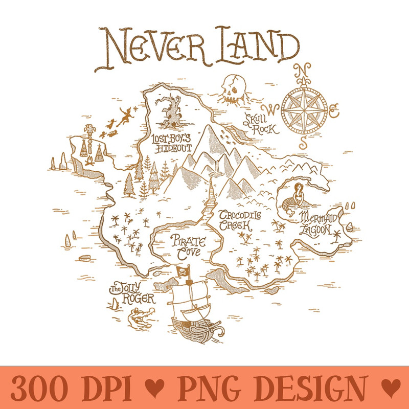 Disney Peter Pan Never Land Map Graphic T - Modern PNG designs - Revolutionize Your Designs