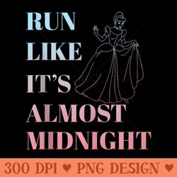 disney cinderella run like its almost midnight text - vector png download