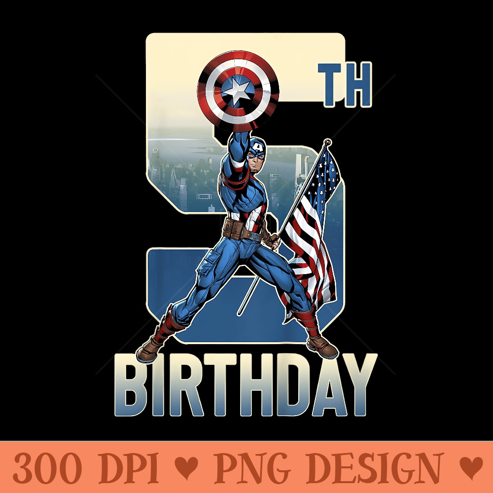 Marvel Avengers Classic Captain America Epic 5th Birthday - PNG clipart download - Unique And Exclusive Designs