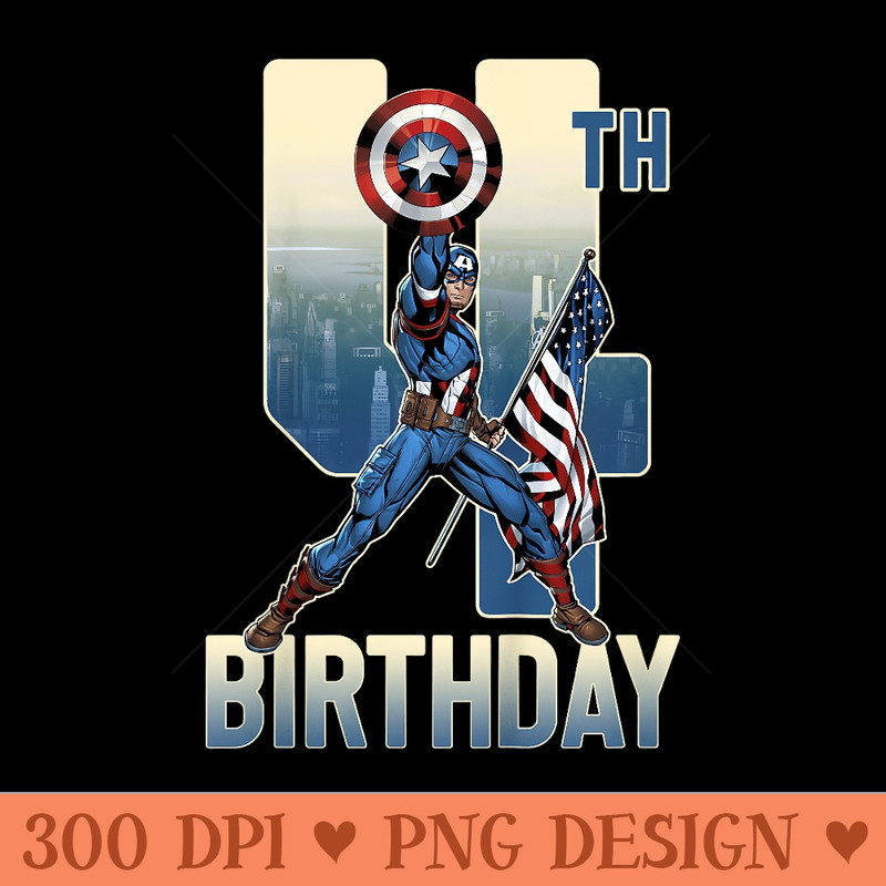 Marvel Avengers Classic Captain America Epic 4th Birthday - Design PNG template - Instant Access To Downloadable Files