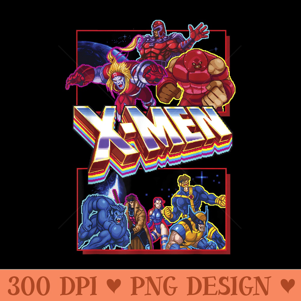 Marvel XMen Classic Retro Video Game Logo Panels - PNG Prints - Perfect for Sublimation Art