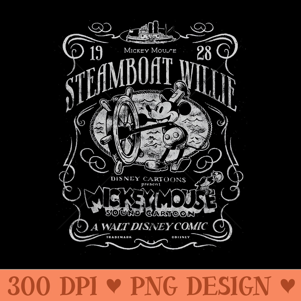 Disney 100 Mickey Mouse Steamboat Willie Poster Homage D100 - PNG download - Unique And Exclusive Designs