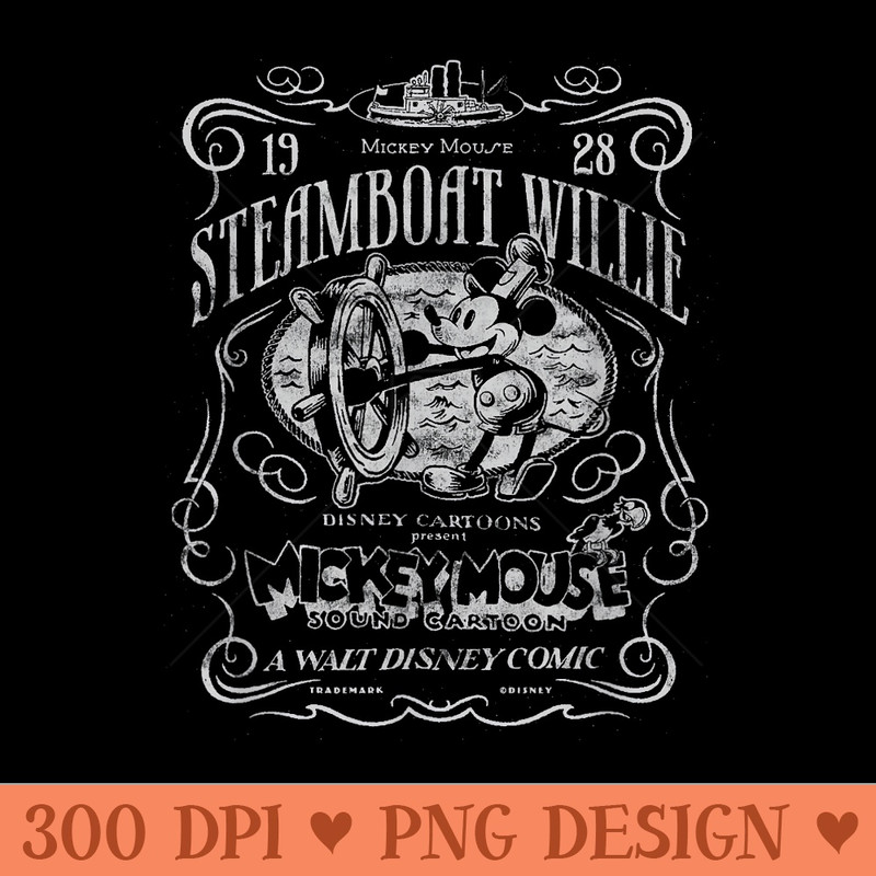 Disney 100 Mickey Mouse Steamboat Willie Poster Homage D100 - PNG download - Unique And Exclusive Designs
