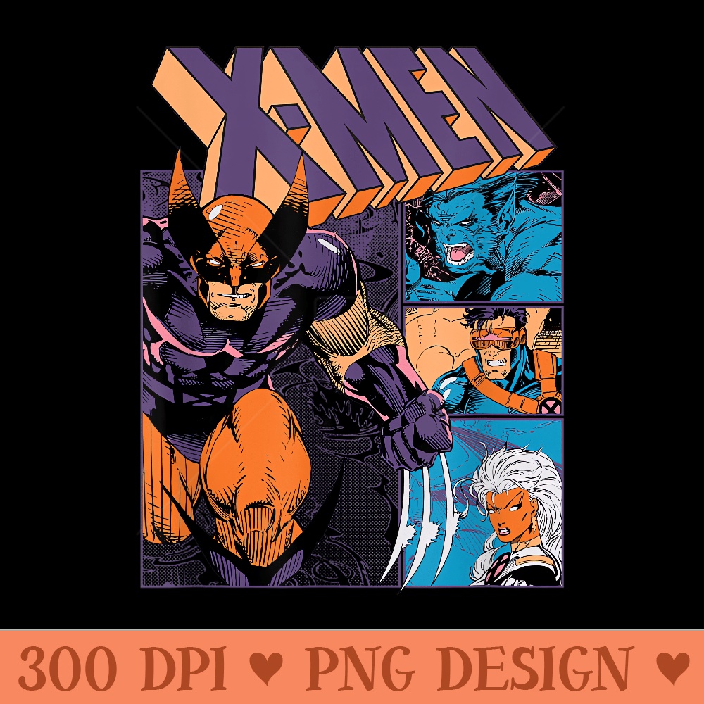 Marvel XMen Iconic Characters Vintage Comic Panels - Clipart PNG - Premium Quality PNG Artwork