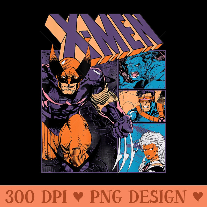 Marvel XMen Iconic Characters Vintage Comic Panels - Clipart PNG - Premium Quality PNG Artwork