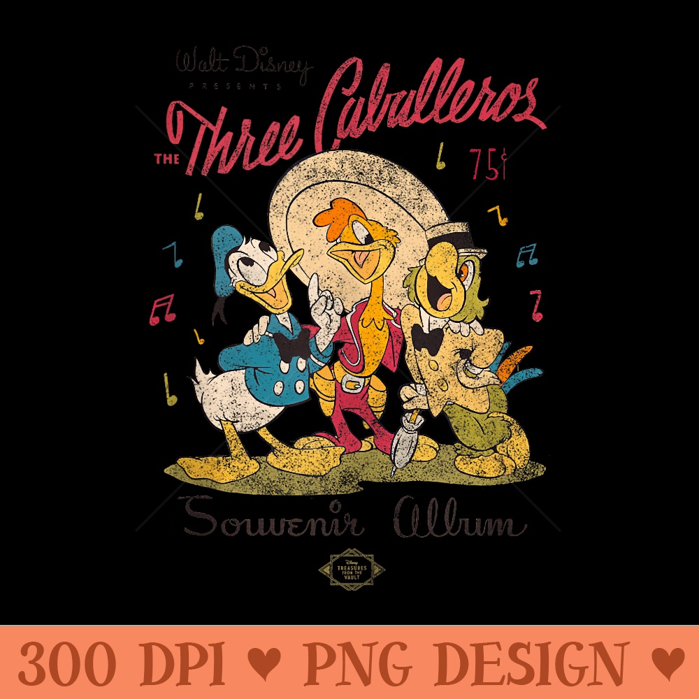 Disney The Three Caballeros Donald Duck Vintage Distressed - Unique PNG Artwork - Unique And Exclusive Designs