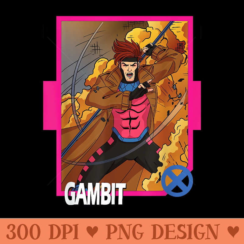 Marvel XMen 97 Classic Gambit Vintage Super Hero Card - Sublimation PNG Designs - Premium Quality PNG Artwork