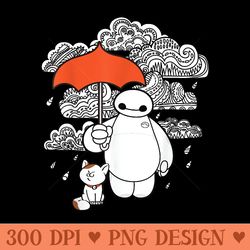 disney big hero 6 baymax patterned rain clouds portrait - digital png artwork