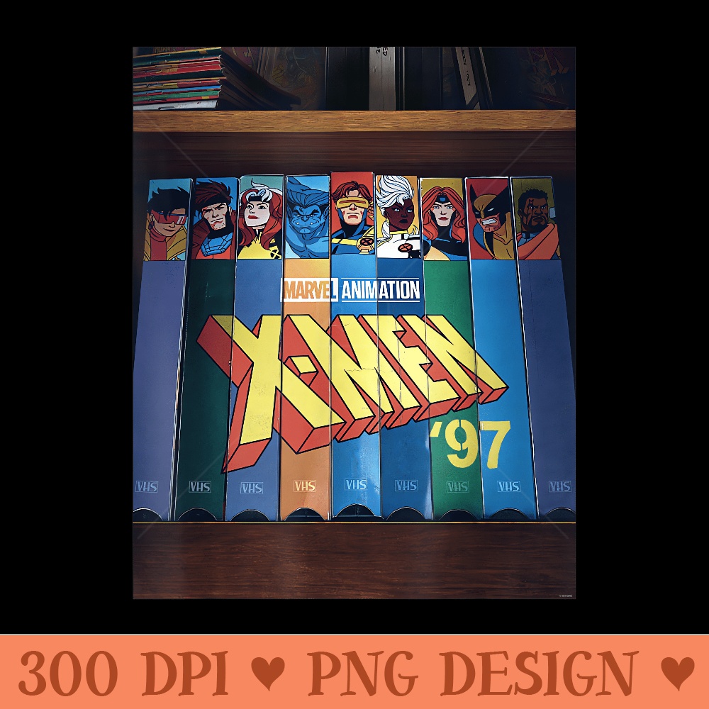 Marvel Studios XMen u201997 Retro Cartoon VHS Videotapes Lineup - Sublimation PNG Designs - Spice Up Your Sublimation Projects