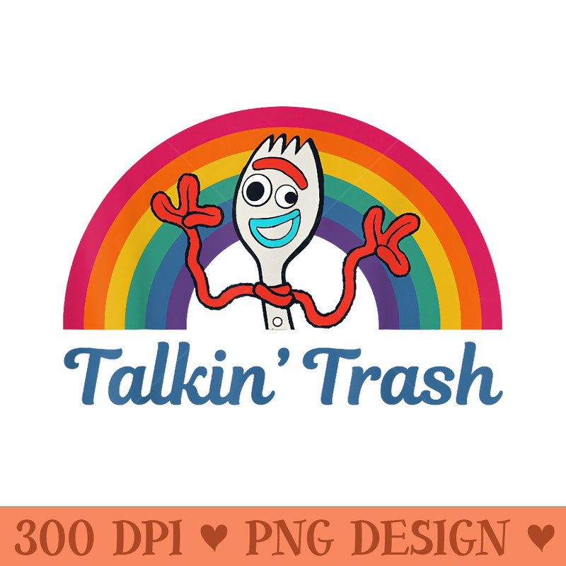 Disney Pixar Toy Story 4 Forky Talkin Trash Rainbow Poster - PNG image download - Easy To Print And User Friendly Designs