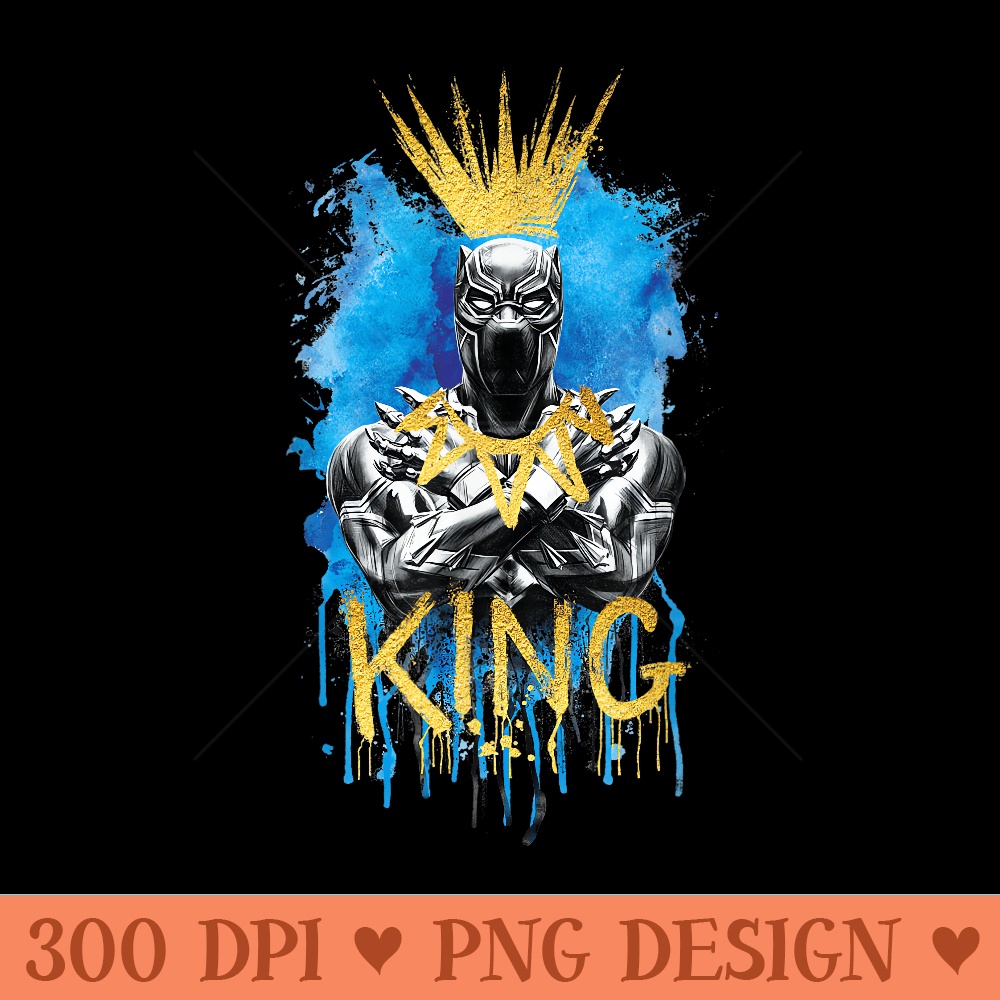 Marvel Black Panther King TChalla Blue and Gold T - PNG download for graphic design - Instant Access To Downloadable Files