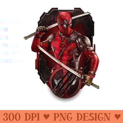 marvel deadpool wolverine double katana vignette poster - png clipart