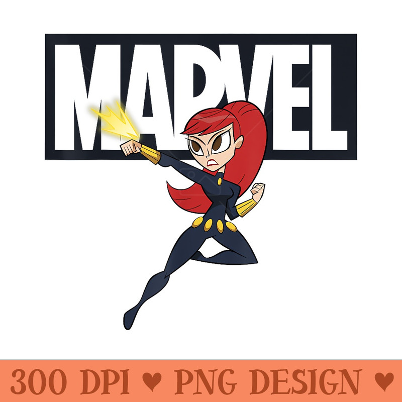 Marvel Black Widow Chibi Action Pose Logo Outline - PNG Clipart - High Resolution And Print Ready Designs