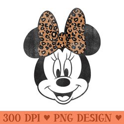 disney minnie mouse distressed vintage leopard bow portrait - design png template
