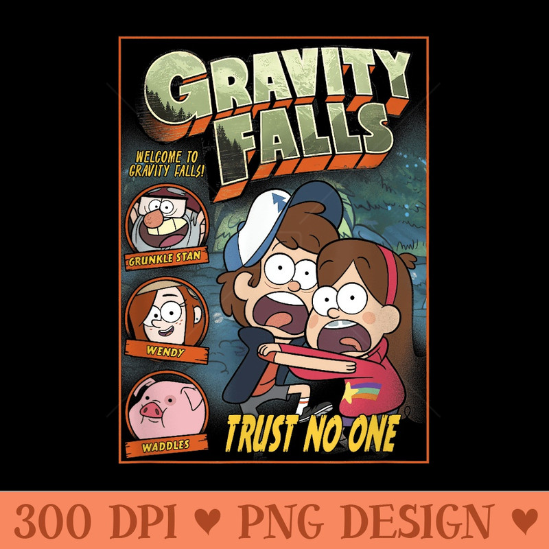 Disney Gravity Falls Trust No One Scared Dipper Mabel - Transparent PNG Clipart - Perfect for Sublimation Art