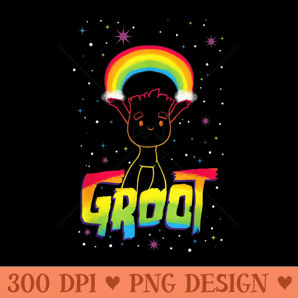 Marvel Groot Rainbow in Space Guardians of the Galaxy - Clipart PNG - Lifetime Access To Purchased Files