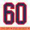 Jersey Number 60 Red Blue Sports Birthday Lucky Number - High Quality PNG Files - Lifetime Access To Purchased Files