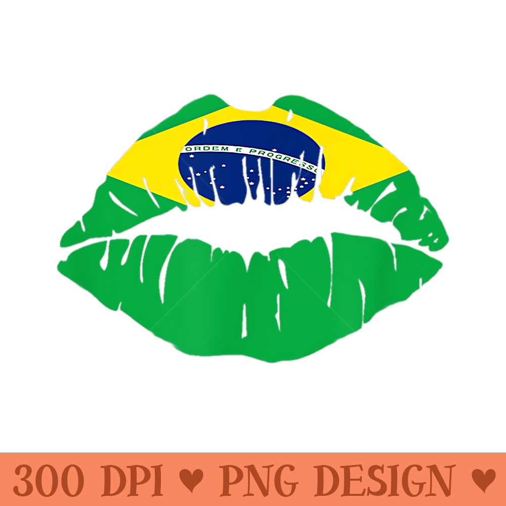 Brazil Flag Kiss Lips I Brazilian Sports Jersey Brazil - PNG Templates - Instant Access To Downloadable Files