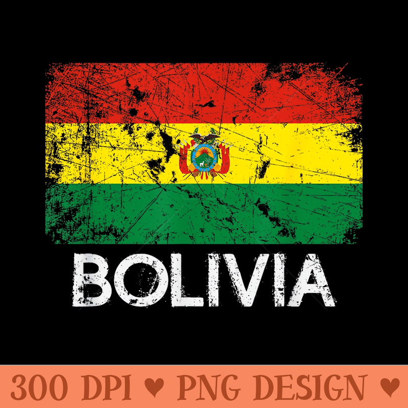 Bolivian Flag T  Vintage Made In Bolivia - PNG graphics - Premium Quality PNG Artwork
