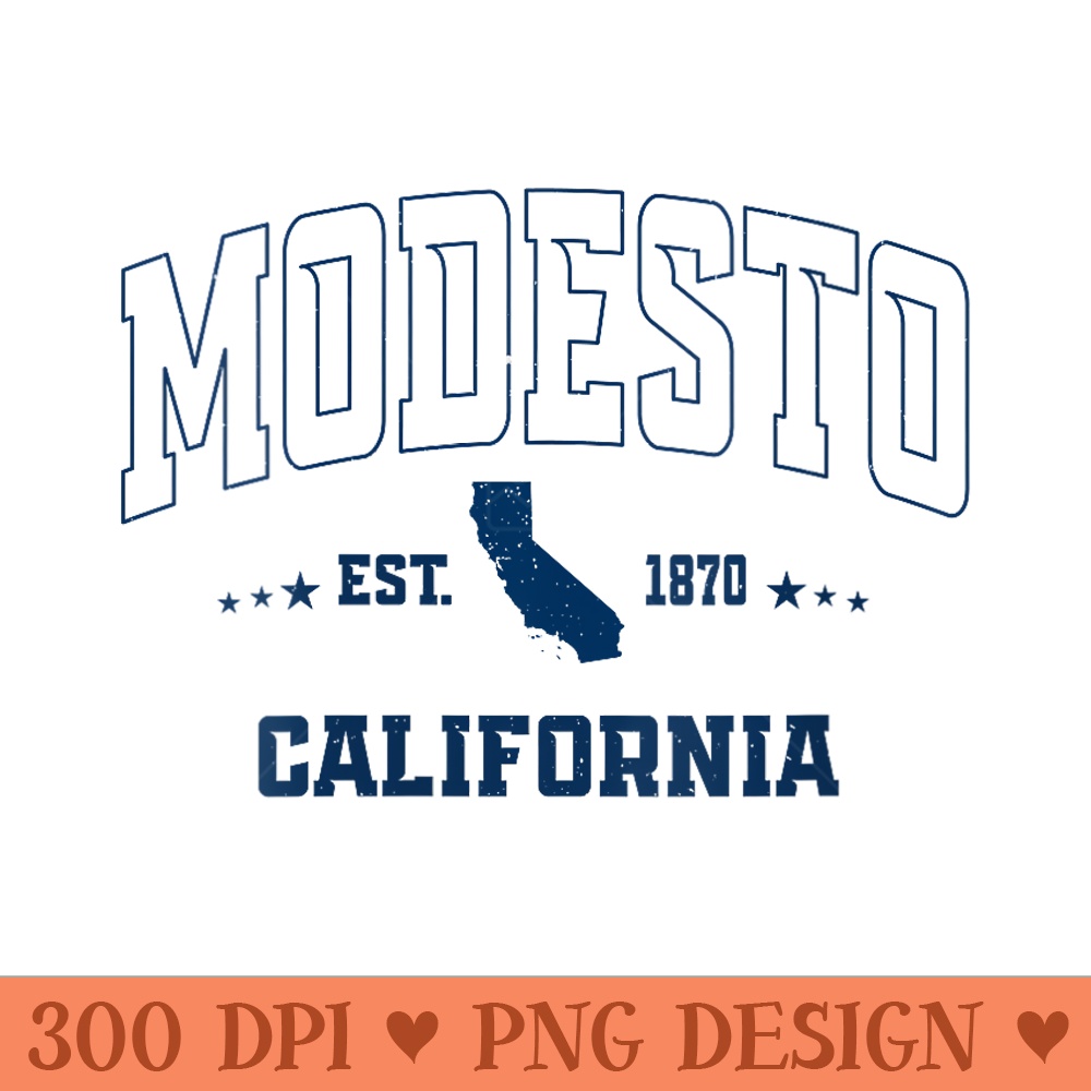 Vintage Modesto California CA Navy Sports Athletic - PNG download with transparent background - Perfect for Sublimation Mastery