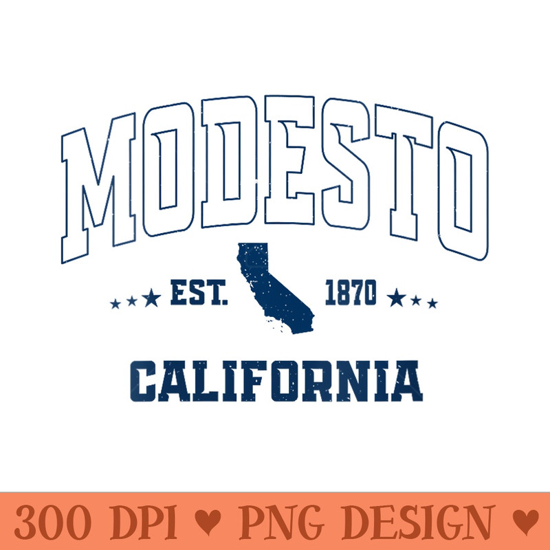 Vintage Modesto California CA Navy Sports Athletic - PNG download with transparent background - Perfect for Sublimation Mastery