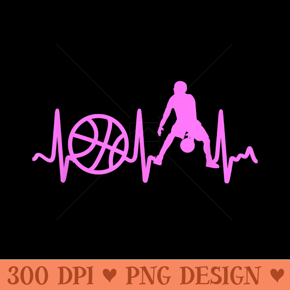 Pink Heartbeat Basketball Player Dribbling Basketball - PNG download for graphic design - Create with Confidence