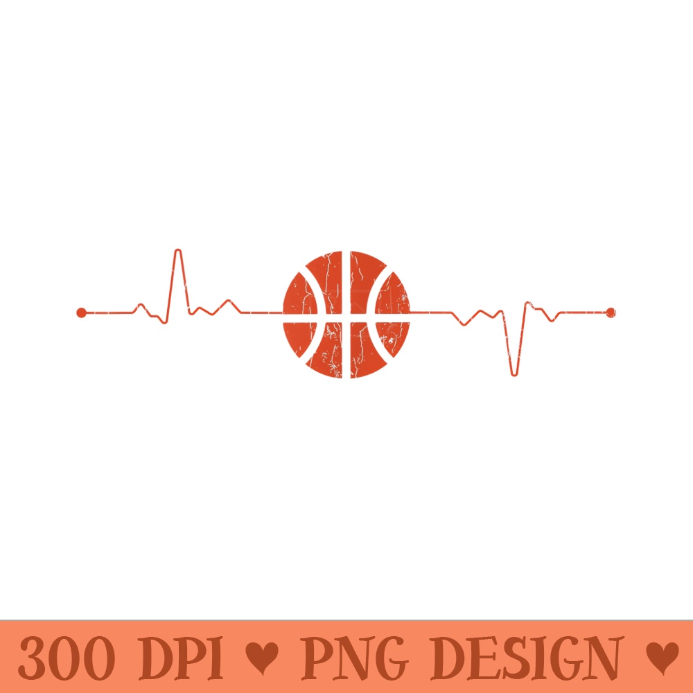 Vintage Retro BasketballPlayer Heartbeat Basketball - Digital PNG Downloads - High Resolution And Print Ready Designs