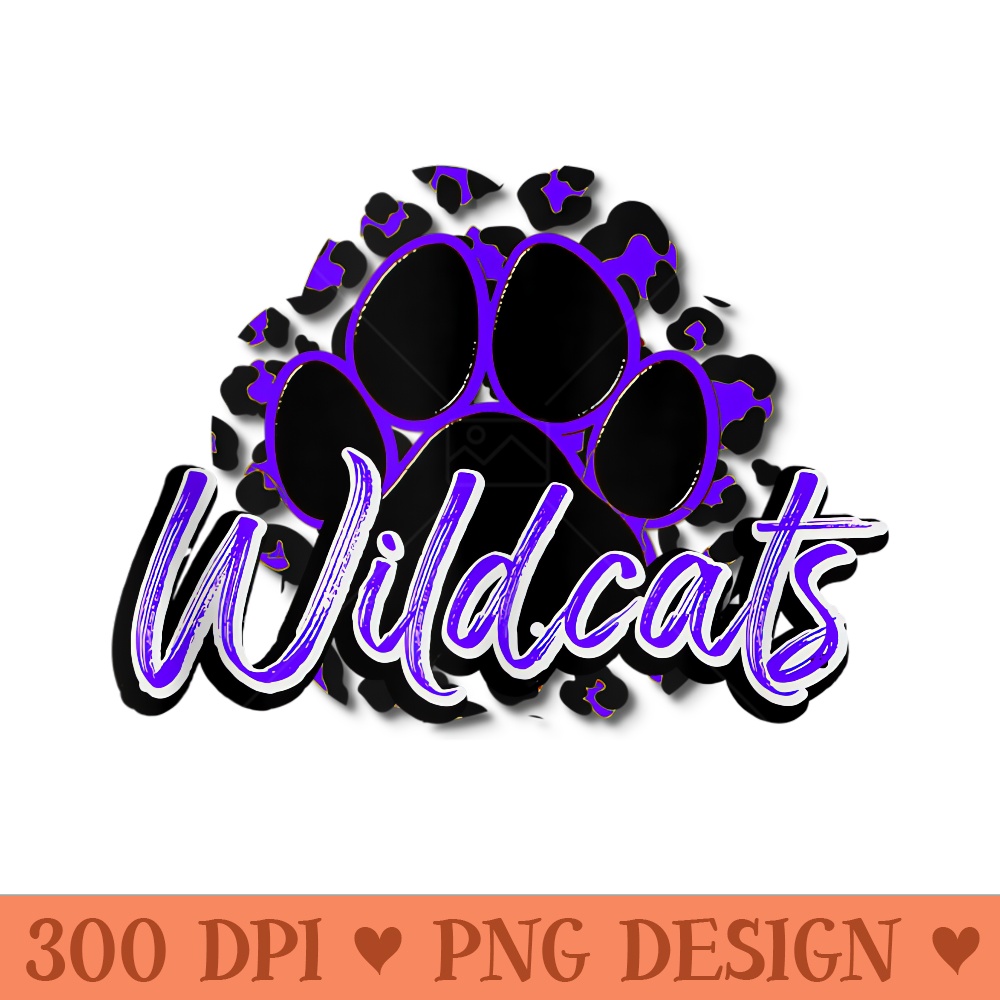 Wildcats Purple Black Cheetah School Sports Fan Team Spirit - PNG download with transparent background - Versatile And Customizable Designs