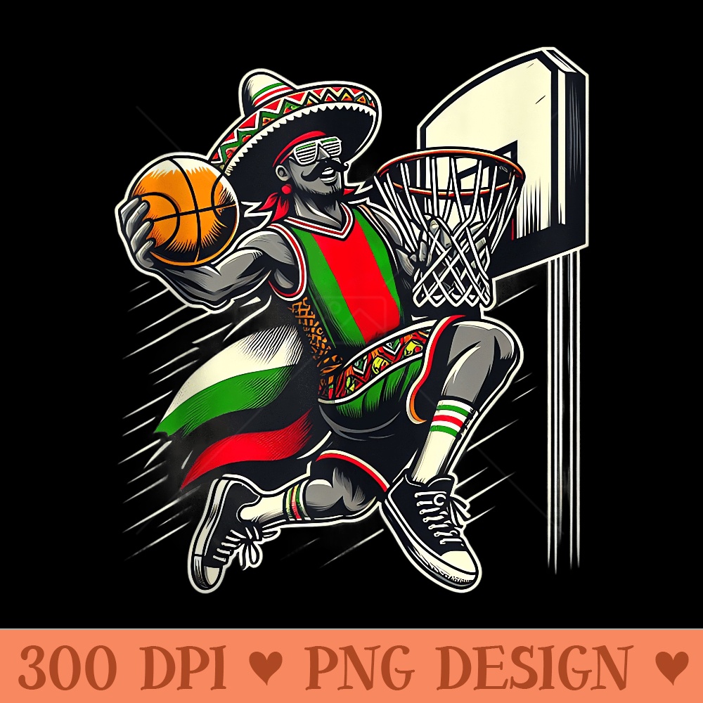 Cool Mexican Playing Basketball Cinco De Mayo - Vector PNG Clipart - Revolutionize Your Designs