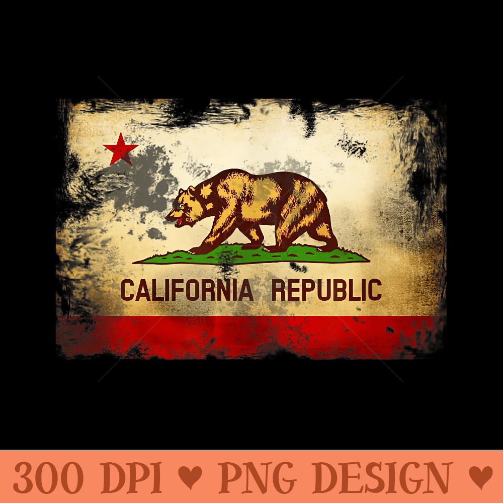 Vintage California State Flag Cool Cali Flags for - PNG Clipart for Graphic Design - High Resolution And Print Ready Designs