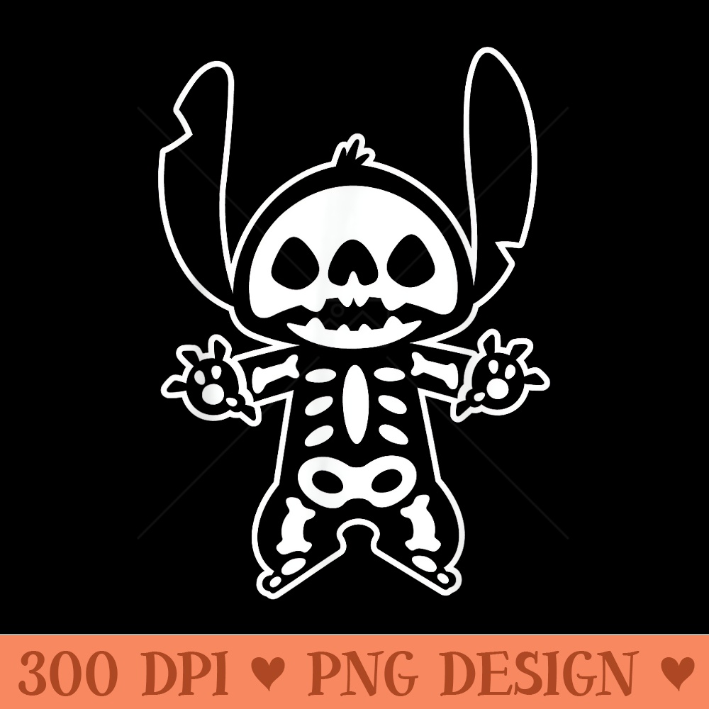 Disney Stitch Halloween Skeleton - PNG Templates - Instant Access To Downloadable Files