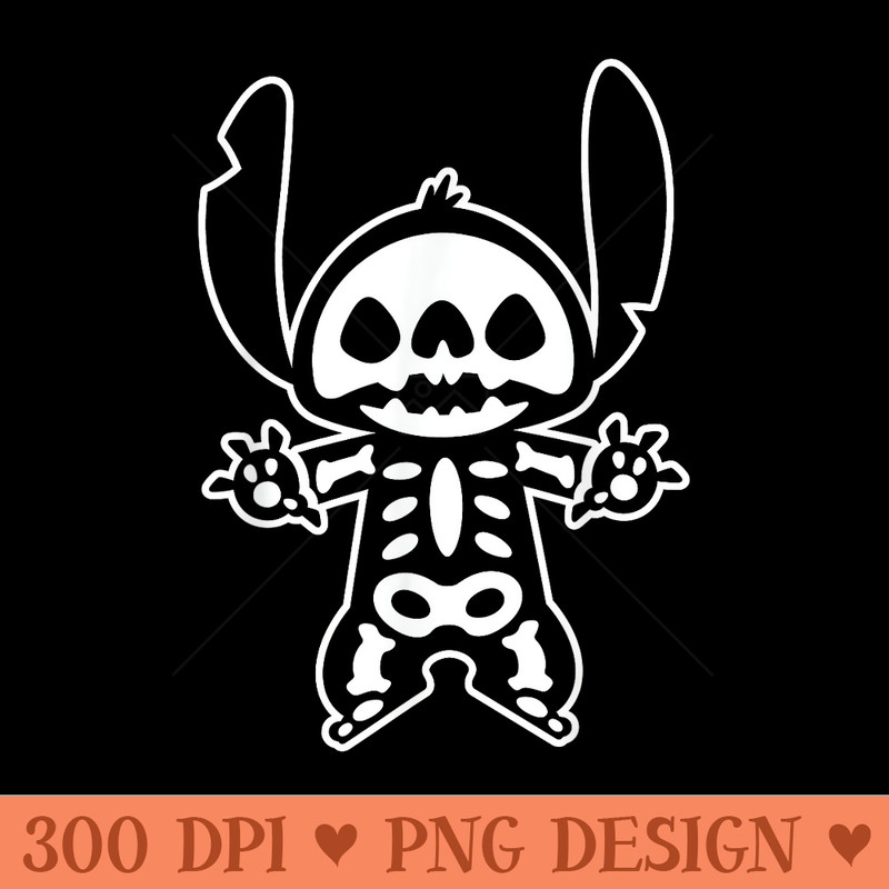 Disney Stitch Halloween Skeleton - PNG Templates - Instant Access To Downloadable Files
