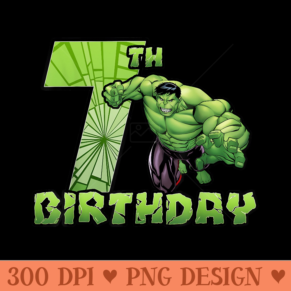 Marvel Avengers Hulk Smash 7th Birthday - Vector PNG download - Quick And Seamless Download Process