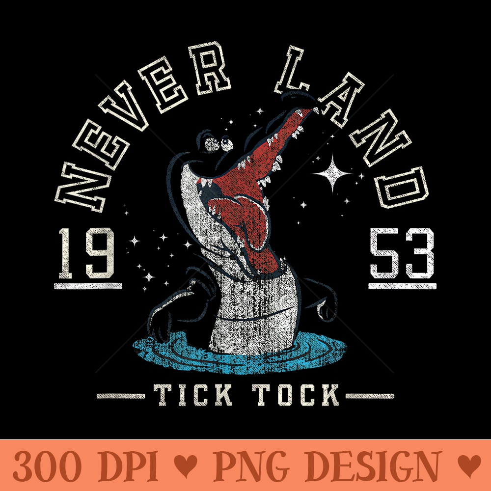 Disney Peter Pan Neverland Croc Collegiate Tick Tock - PNG Design Files - Stunning Sublimation Graphics