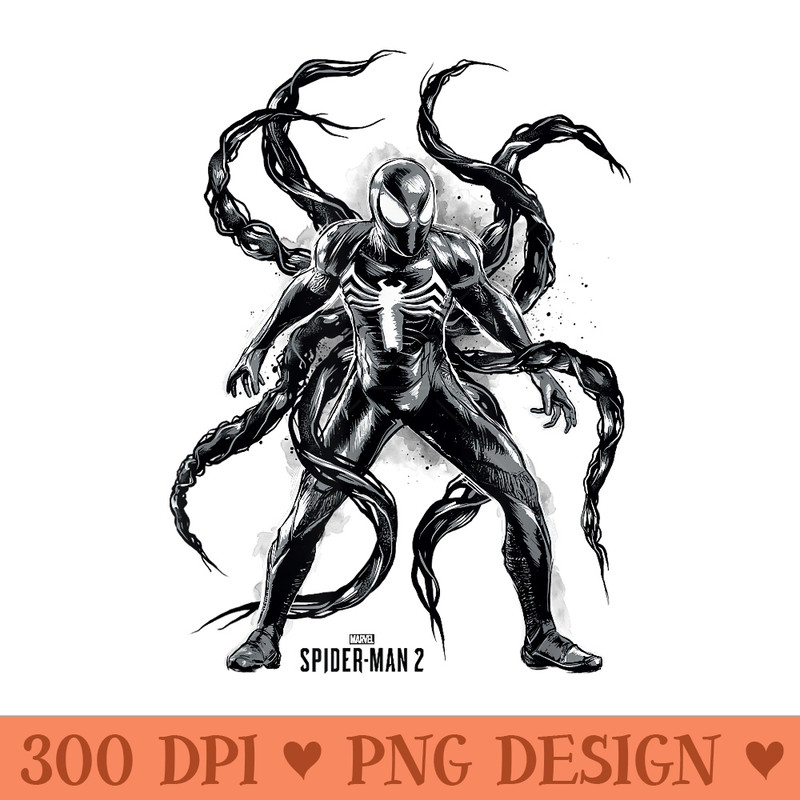 Marvel SpiderMan 2 Black Suit Peter Symbiote Tentacles - High Resolution PNG image download - Versatile And Customizable Designs