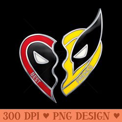 marvel studios deadpool wolverine best friends heart charm - high quality png download