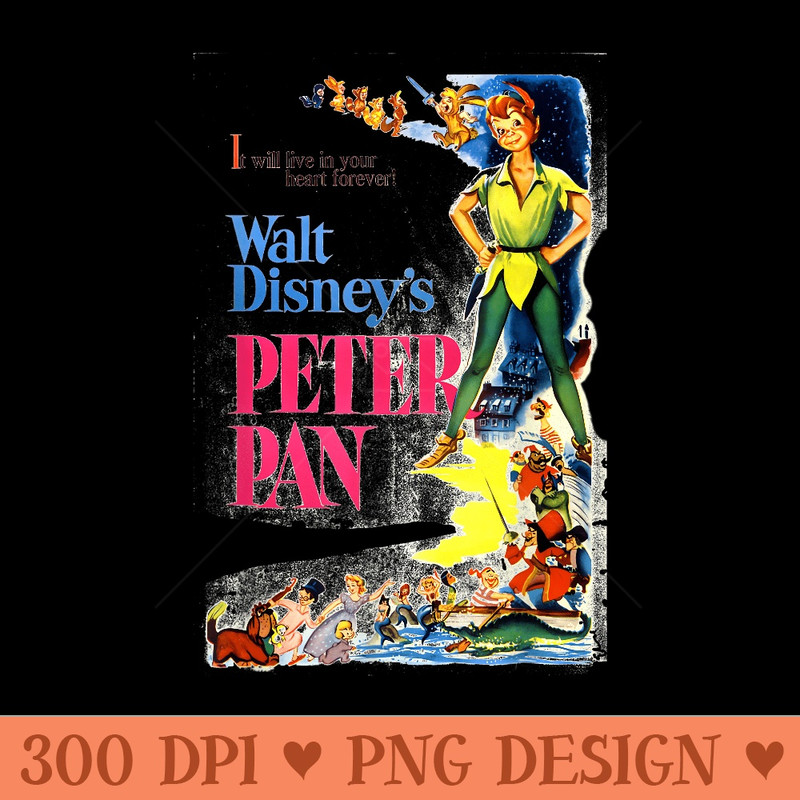 Disney Peter Pan Vintage Cartoon Poster Graphic T - PNG download with transparent background - Create with Confidence