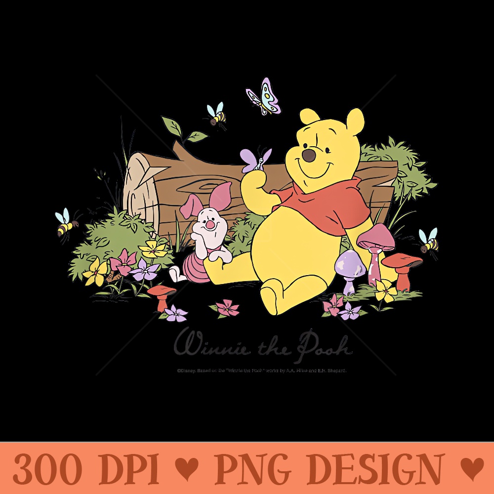 Disney Winnie The Pooh Piglet And Pooh Floral Butterfly - PNG Clipart - Easy To Print And User Friendly Designs