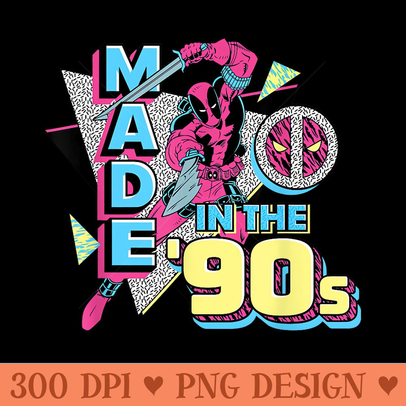 Marvel Deadpool Nerdy Thirty Made in the 90s Throwback - PNG download with transparent background - Bring Your Designs to Life
