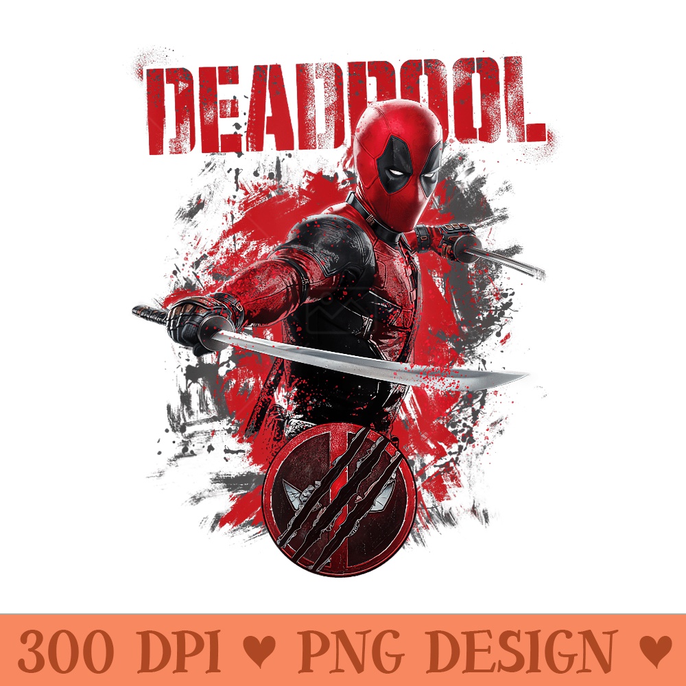 Marvel Deadpool Wolverine Distressed Red Stamp Hero Logo - Printable PNG Graphics - Perfect for Sublimation Mastery