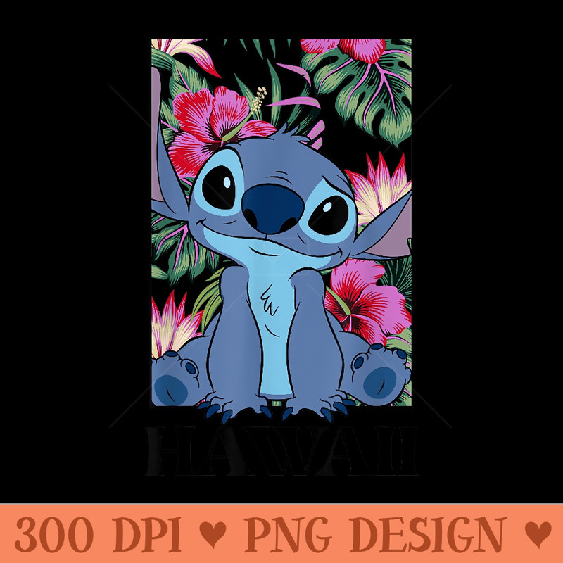 Disney Lilo Stitch Hawaii Hibiscus Cute Floral Portrait - Free PNG download - Perfect for Personalization