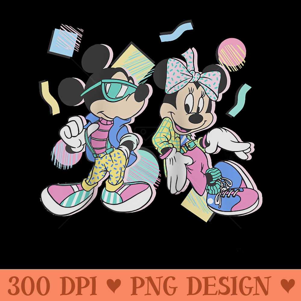 Disney Mickey And Friends Mickey Minnie Retro 80s Style Raglan Baseball - High Quality PNG Files - Unlock Vibrant Sublimation Designs