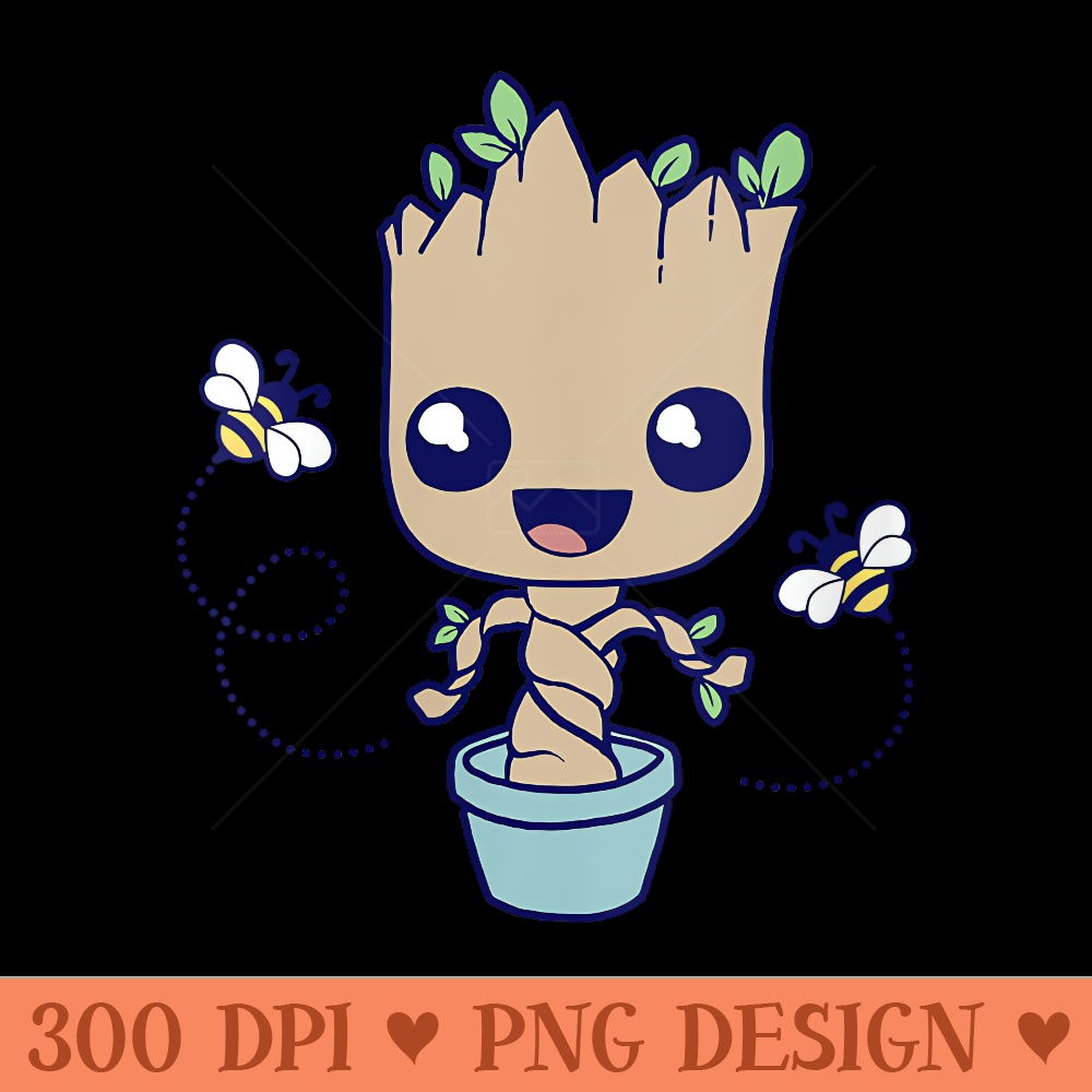 Womens Marvel Guardians Of The Galaxy Baby Groot And Bees - PNG Clipart - Bring Your Designs to Life