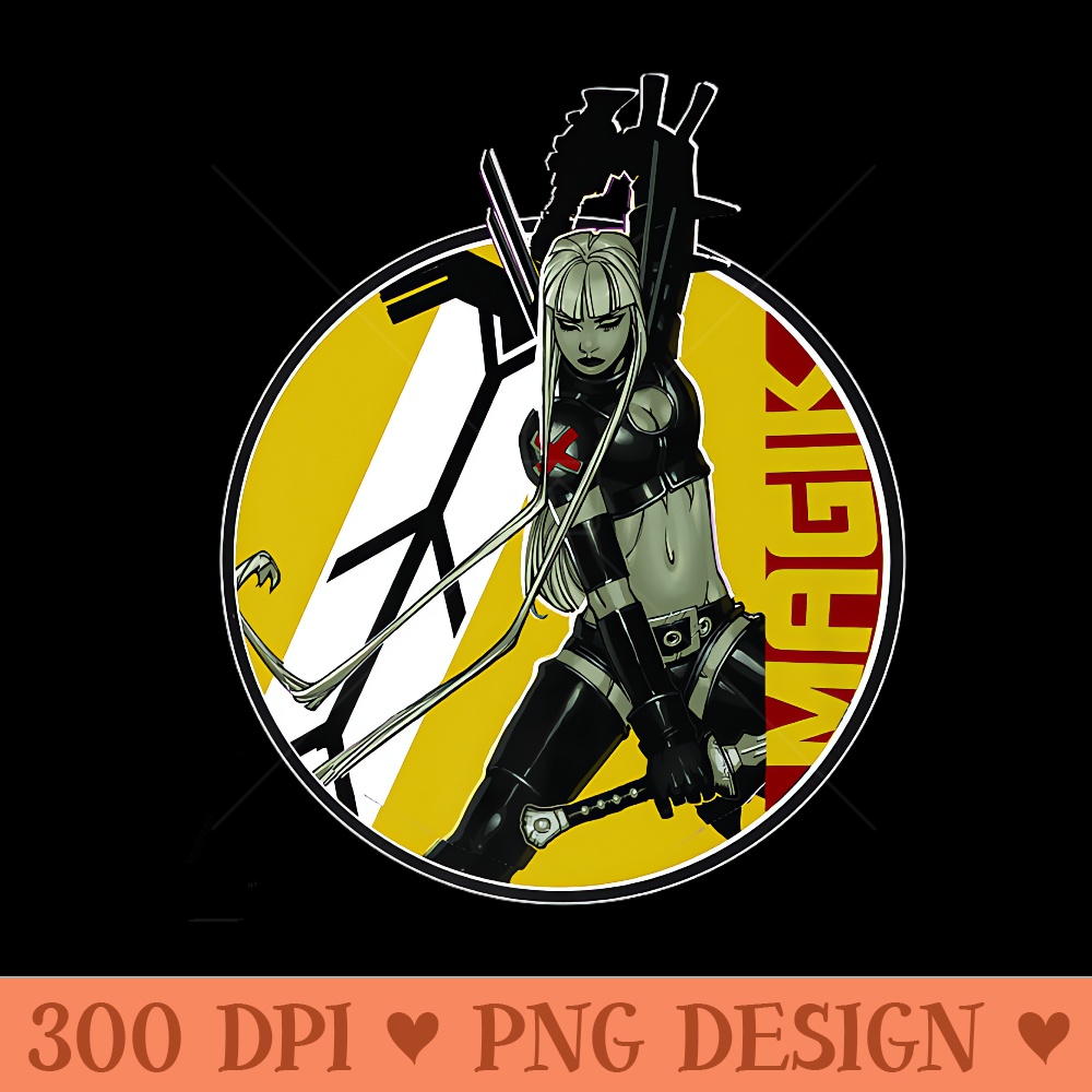 Marvel XMen Magik Wielding Swords Vintage Circle Portrait Premium - High Resolution PNG download - Perfect for Creative Projects