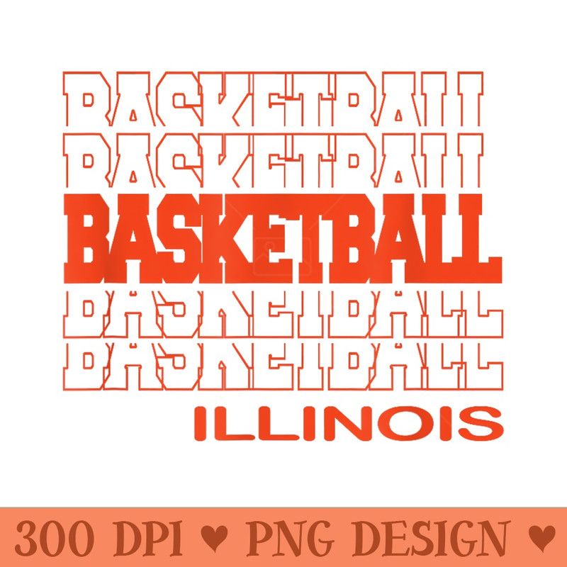 Basketball Illinois in Modern Stacked Lettering - PNG image download - Trendsetting And Modern Collections