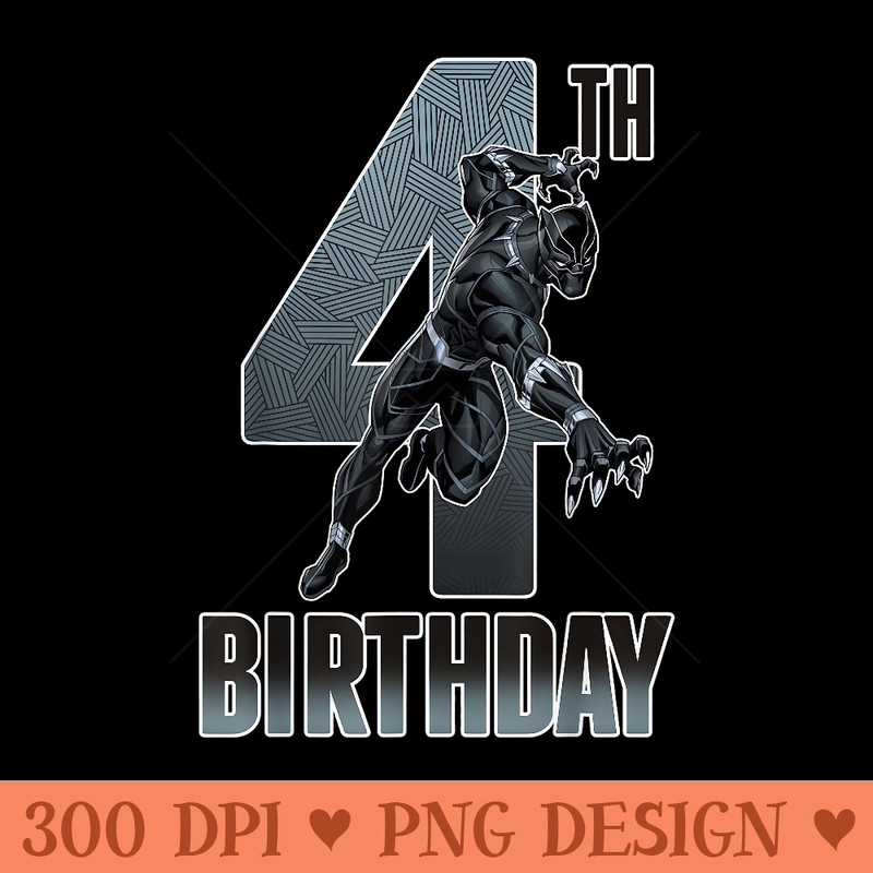 Marvel Comics Classic Avengers Black Panther 4th Birthday - Vector PNG Clipart - Perfect for Creative Projects