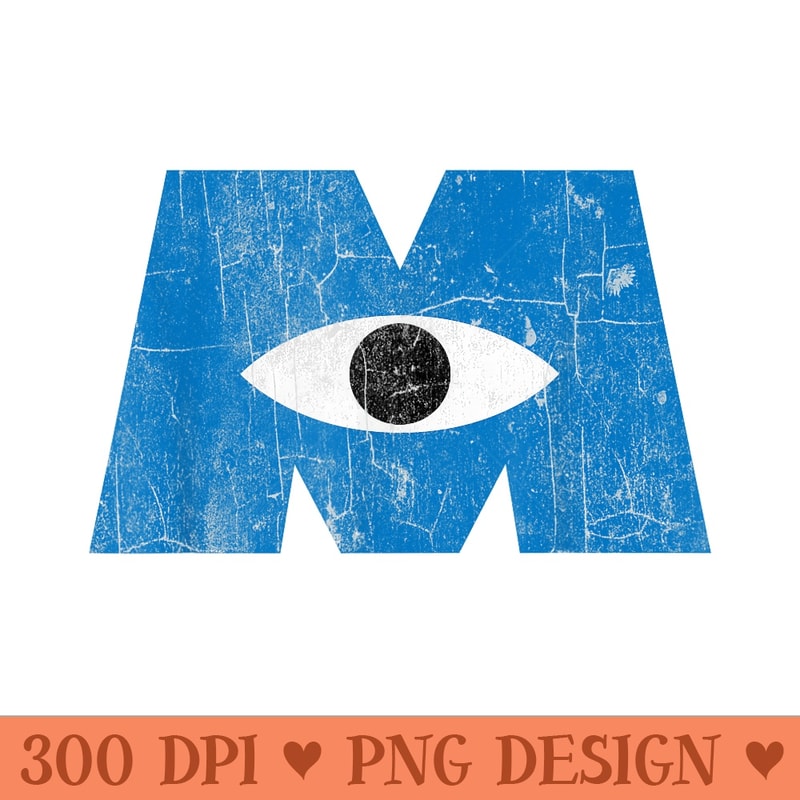Disney Pixar Monsters, Inc Distressed Cyclops Blue Logo - Printable PNG Images - Unique And Exclusive Designs