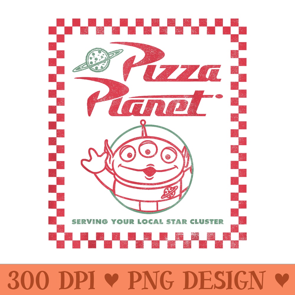 Disney Pixar Toy Story Alien Pizza Planet Box Art - Exclusive PNG designs - Unique And Exclusive Designs